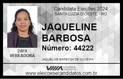 Candidato JAQUELINE OLIVEIRA 2024 - SANTA LUZIA D\OESTE - Eleições