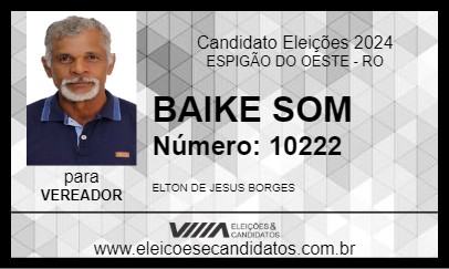 Candidato BAIKE SOM 2024 - ESPIGÃO DO OESTE - Eleições