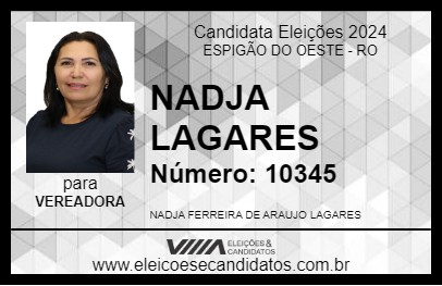 Candidato NADJA LAGARES 2024 - ESPIGÃO DO OESTE - Eleições