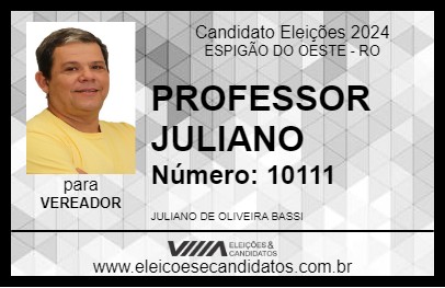 Candidato PROFESSOR JULIANO 2024 - ESPIGÃO DO OESTE - Eleições