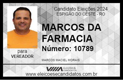 Candidato MARCOS DA FARMACIA 2024 - ESPIGÃO DO OESTE - Eleições