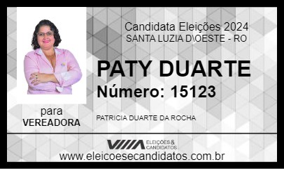 Candidato PATY DUARTE 2024 - SANTA LUZIA D\OESTE - Eleições