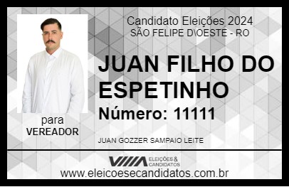 Candidato JUAN FILHO DO ESPETINHO 2024 - SÃO FELIPE D\OESTE - Eleições