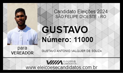 Candidato GUSTAVO 2024 - SÃO FELIPE D\OESTE - Eleições