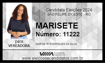 Candidato MARISETE 2024 - SÃO FELIPE D\OESTE - Eleições