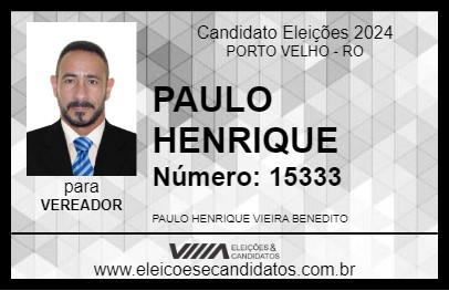 Candidato PROFESSOR PAULO VIEIRA 2024 - PORTO VELHO - Eleições