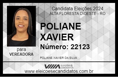 Candidato POLIANE XAVIER 2024 - ALTA FLORESTA D\OESTE - Eleições