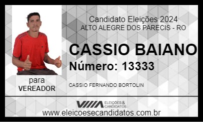 Candidato CASSIO BAIANO 2024 - ALTO ALEGRE DOS PARECIS - Eleições