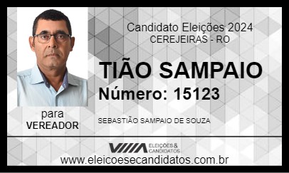 Candidato TIÃO SAMPAIO 2024 - CEREJEIRAS - Eleições