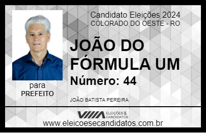 Candidato JOÃO DO FÓRMULA UM 2024 - COLORADO DO OESTE - Eleições