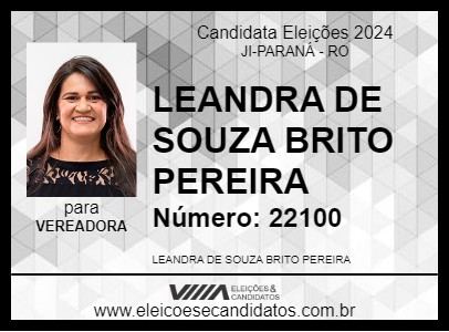 Candidato LEANDRA BRITO 2024 - JI-PARANÁ - Eleições