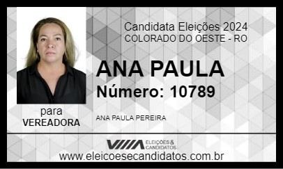 Candidato ANA PAULA 2024 - COLORADO DO OESTE - Eleições