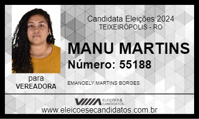 Candidato MANU MARTINS 2024 - TEIXEIRÓPOLIS - Eleições