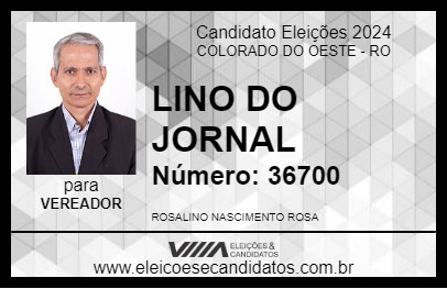 Candidato LINO DO JORNAL 2024 - COLORADO DO OESTE - Eleições