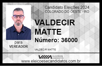 Candidato VALDECIR MATTE 2024 - COLORADO DO OESTE - Eleições