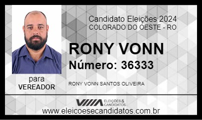 Candidato RONY VONN 2024 - COLORADO DO OESTE - Eleições