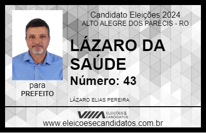 Candidato LÁZARO DA SAÚDE 2024 - ALTO ALEGRE DOS PARECIS - Eleições