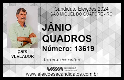 Candidato JÂNIO QUADROS 2024 - SÃO MIGUEL DO GUAPORÉ - Eleições