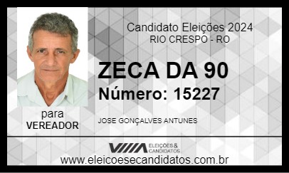 Candidato ZECA DA 90 2024 - RIO CRESPO - Eleições