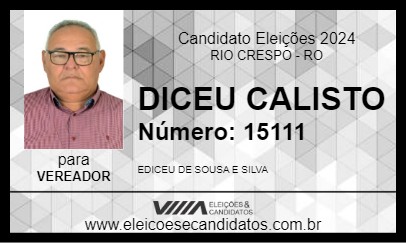 Candidato DICEU CALISTO 2024 - RIO CRESPO - Eleições