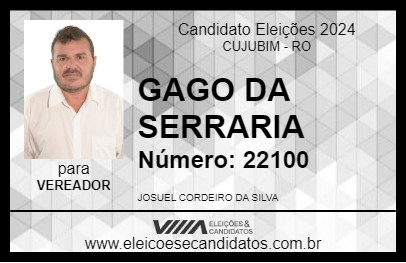 Candidato GAGO DA SERRARIA 2024 - CUJUBIM - Eleições