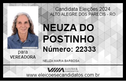 Candidato NEUZA DO POSTINHO 2024 - ALTO ALEGRE DOS PARECIS - Eleições