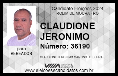 Candidato CLAUDIONE JERONIMO 2024 - ROLIM DE MOURA - Eleições