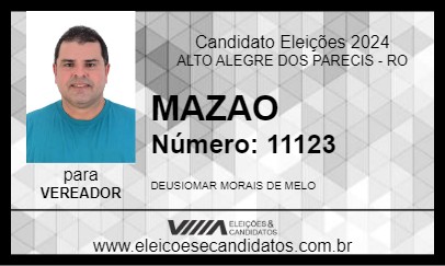 Candidato MAZAO 2024 - ALTO ALEGRE DOS PARECIS - Eleições