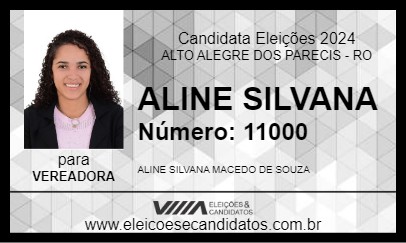 Candidato ALINE SILVANA 2024 - ALTO ALEGRE DOS PARECIS - Eleições