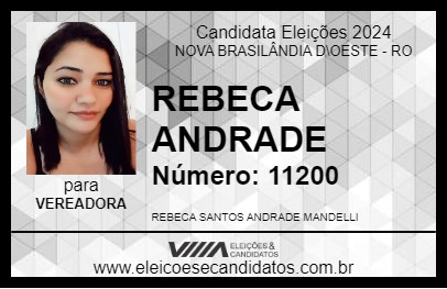 Candidato REBECA ANDRADE 2024 - NOVA BRASILÂNDIA D\OESTE - Eleições