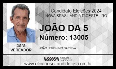 Candidato JOÃO DA 5 2024 - NOVA BRASILÂNDIA D\OESTE - Eleições