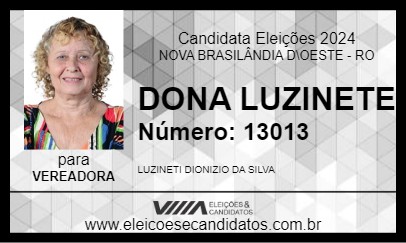 Candidato DONA LUZINETE 2024 - NOVA BRASILÂNDIA D\OESTE - Eleições