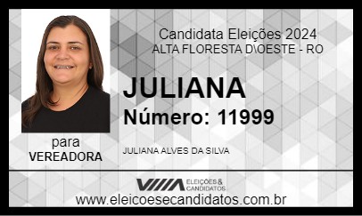 Candidato JULIANA 2024 - ALTA FLORESTA D\OESTE - Eleições