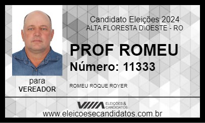 Candidato PROF ROMEU 2024 - ALTA FLORESTA D\OESTE - Eleições