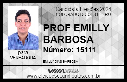 Candidato PROF EMILLY BARBOSA 2024 - COLORADO DO OESTE - Eleições