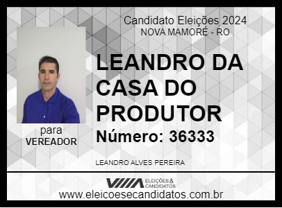 Candidato LEANDRO DA CASA DO PRODUTOR 2024 - NOVA MAMORÉ - Eleições