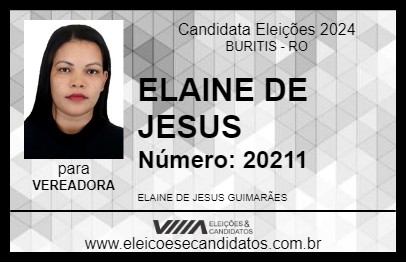 Candidato ELAINE DE JESUS 2024 - BURITIS - Eleições