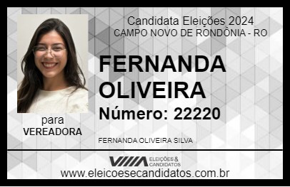 Candidato FERNANDA OLIVEIRA 2024 - CAMPO NOVO DE RONDÔNIA - Eleições