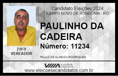 Candidato PAULINHO DA CADEIRA 2024 - CAMPO NOVO DE RONDÔNIA - Eleições