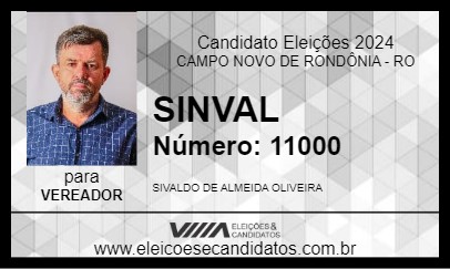 Candidato SINVAL 2024 - CAMPO NOVO DE RONDÔNIA - Eleições