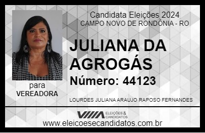 Candidato JULIANA DA AGROGÁS 2024 - CAMPO NOVO DE RONDÔNIA - Eleições