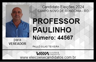 Candidato PROFESSOR PAULINHO 2024 - CAMPO NOVO DE RONDÔNIA - Eleições