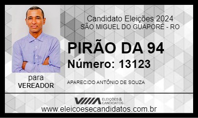 Candidato PIRÃO DA 94 2024 - SÃO MIGUEL DO GUAPORÉ - Eleições