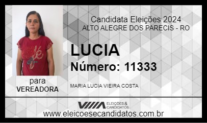 Candidato LUCIA 2024 - ALTO ALEGRE DOS PARECIS - Eleições