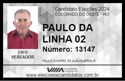 Candidato PAULO DA LINHA 02 2024 - COLORADO DO OESTE - Eleições