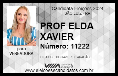 Candidato PROF ELDA XAVIER 2024 - SÃO LUIZ - Eleições