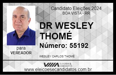 Candidato DR WESLEY THOMÉ 2024 - BOA VISTA - Eleições