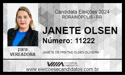 Candidato JANETE OLSEN 2024 - RORAINÓPOLIS - Eleições