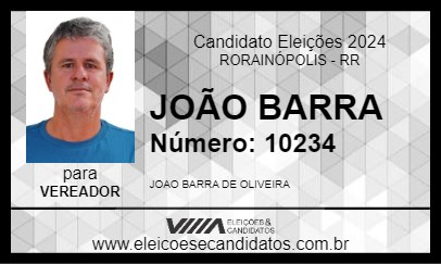 Candidato JOÃO BARRA 2024 - RORAINÓPOLIS - Eleições