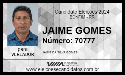 Candidato JAIME GOMES 2024 - BONFIM - Eleições